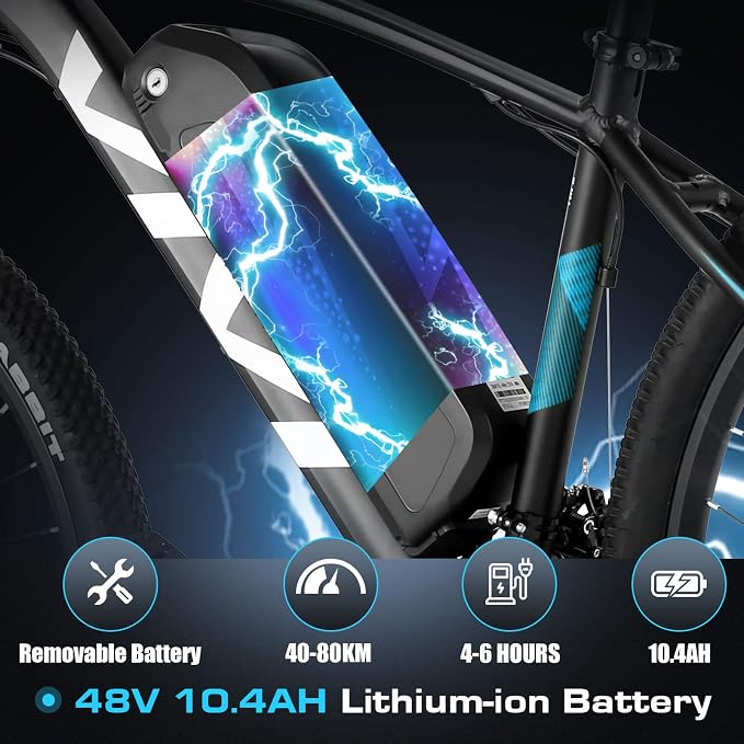 Vivi Electric Bike for Adults, 27.5" Electric Mountain Bike, Peak 750W Ebike 19.8MPH Electric Bike with 48V 499.2WH Battery, Up to 50 Miles, 21 Speed Adult Electric Bicycles, Certified to UL2849