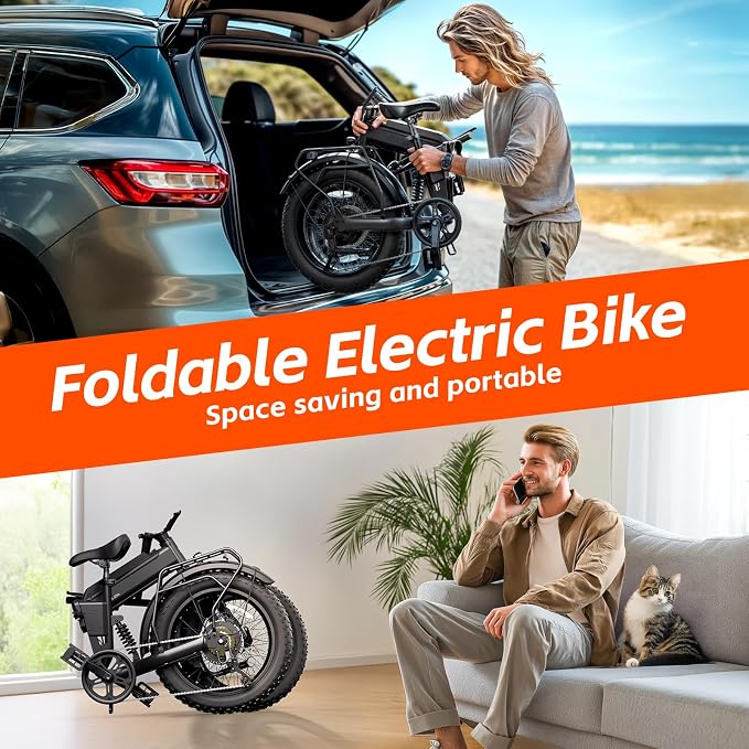 TST Electric Bike for Adults, 2000W Peak Motor E Bike with 48V Removable Battery, 65-120 Miles Range Electric Bicycle, 20 * 4" New All-Terrain Ebike with 7 Speeds, Full Suspension