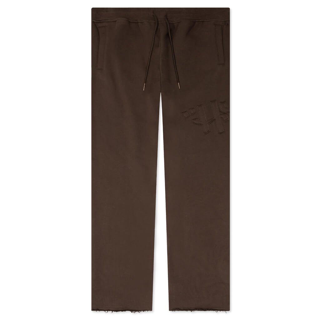 Script Embroidered Sweats - Brown