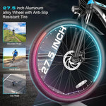 Vivi Electric Bike for Adults, 27.5" Electric Mountain Bike, Peak 750W Ebike 19.8MPH Electric Bike with 48V 499.2WH Battery, Up to 50 Miles, 21 Speed Adult Electric Bicycles, Certified to UL2849